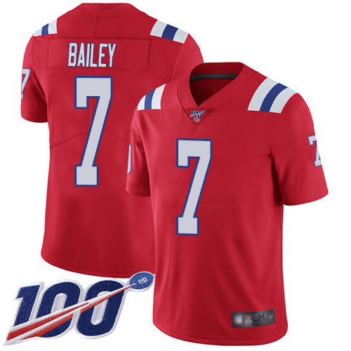 New England Patriots Football #7 Vapor Untouchable 100th Season Limited Red Men Jake Bailey Alternate NFL Jersey->new england patriots->NFL Jersey